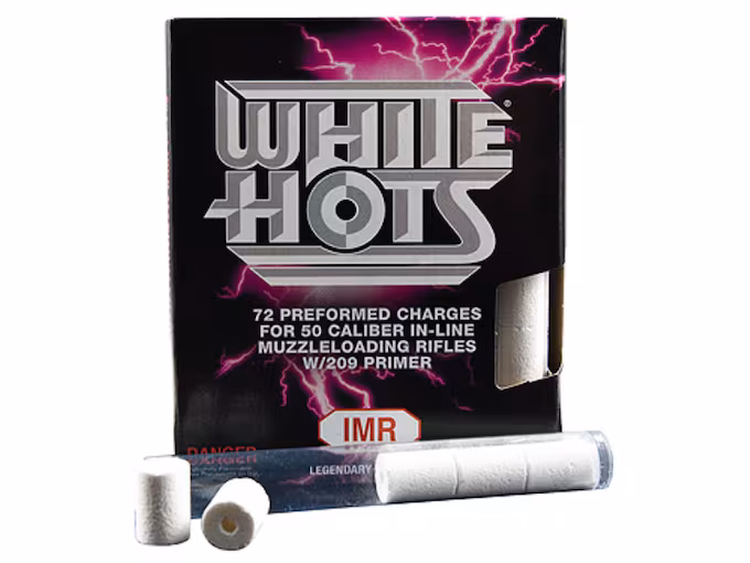 IMR White Hots 50 Caliber Black Powder Pellets 209 Primer Pre-Formed IMR White Hots Black Powder Pellets