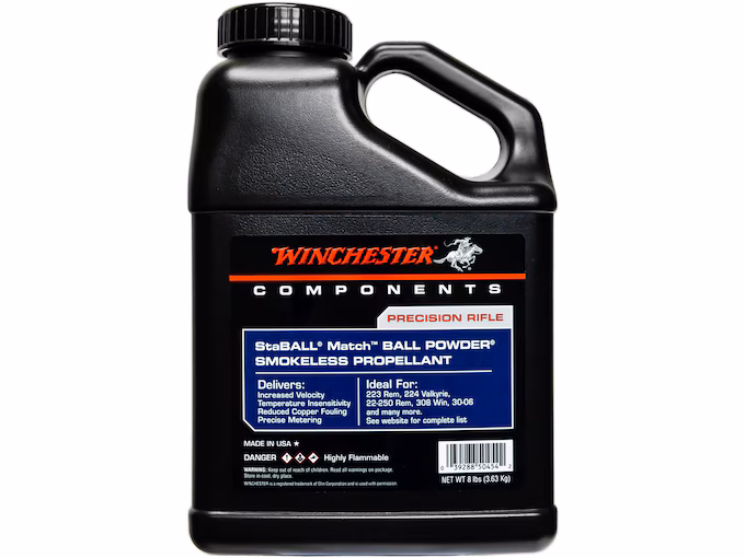 Winchester StaBall Match Smokeless Gun Powder Powder with Copper Fouling Reducer